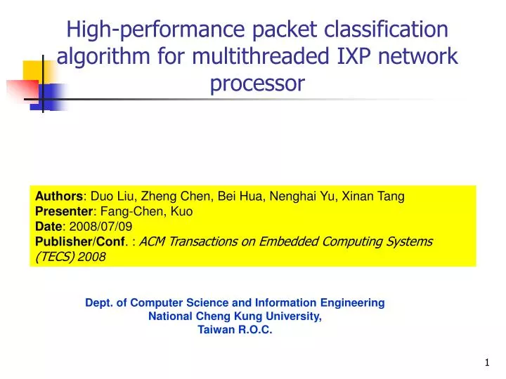 high performance packet classification algorithm for multithreaded ixp network processor