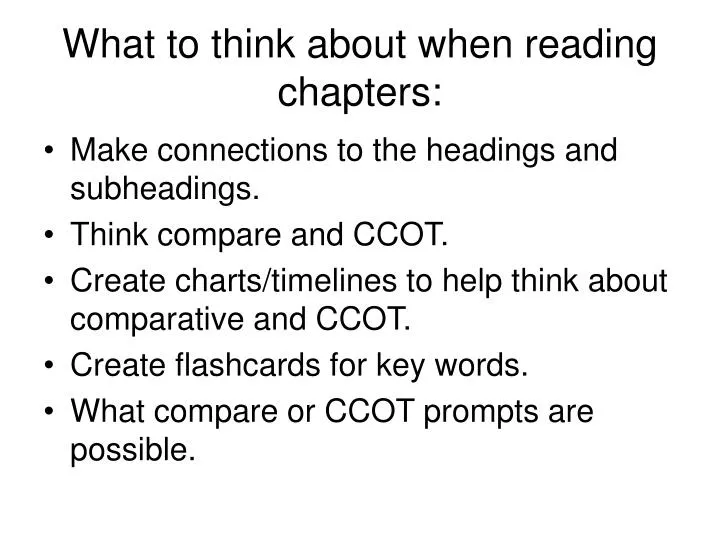 what to think about when reading chapters