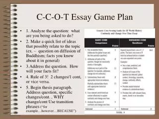 C-C-O-T Essay Game Plan