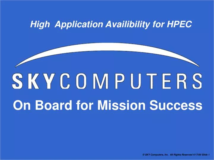 high application availibility for hpec