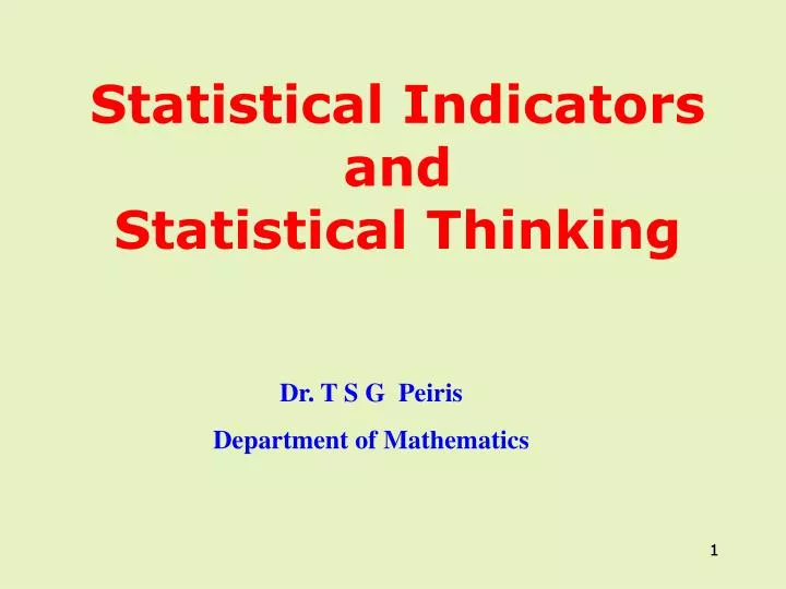 statistical indicators and statistical thinking