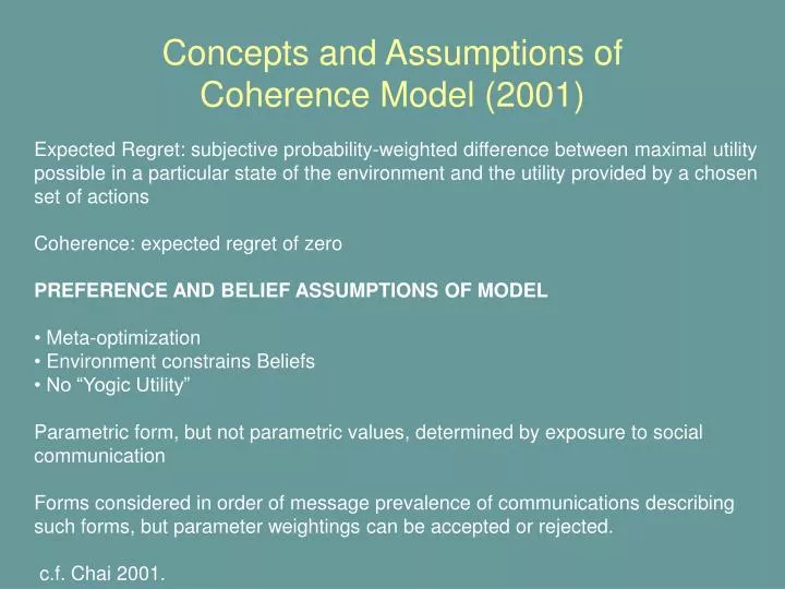 concepts and assumptions of coherence model 2001