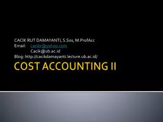 COST ACCOUNTING II