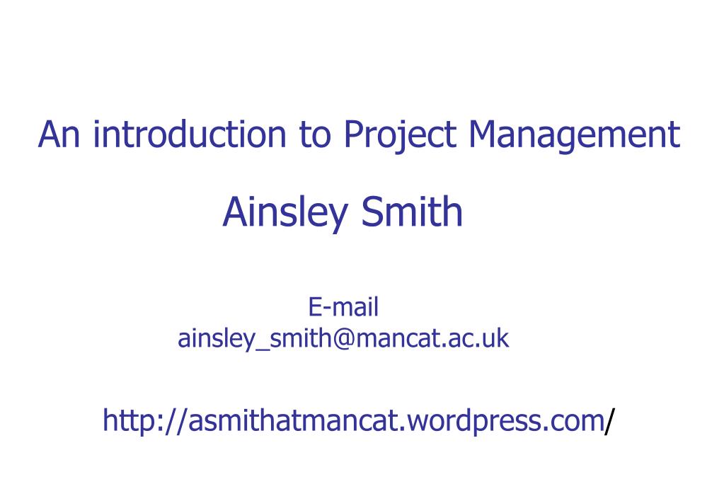 PPT - An introduction to Project Management PowerPoint Presentation ...