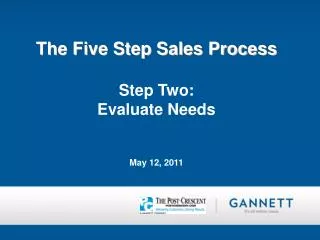 The Five Step Sales Process Step Two: Evaluate Needs May 12, 2011