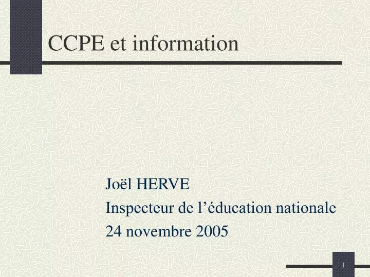ccpe et information