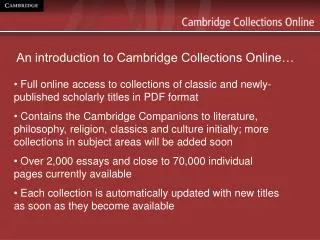 An introduction to Cambridge Collections Online…