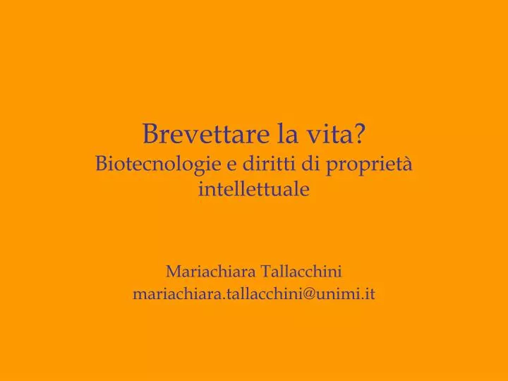 brevettare la vita biotecnologie e diritti di propriet intellettuale