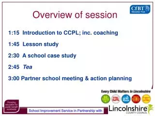 Overview of session