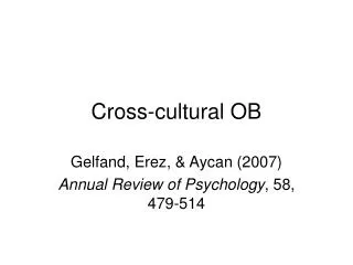 cross cultural ob