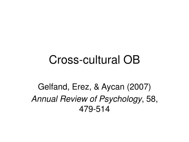 cross cultural ob