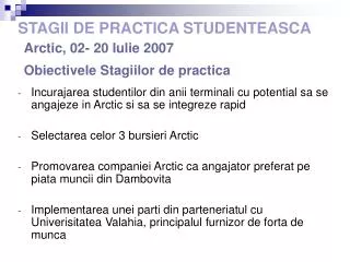 obiectivele stagiilor de practica