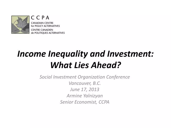 income inequality and investment what lies ahead