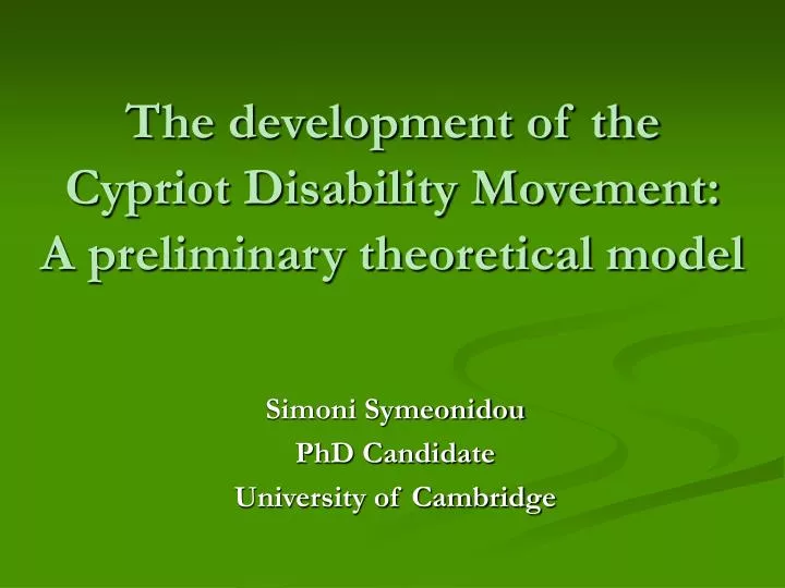 the development of the cypriot disability movement a preliminary theoretical model