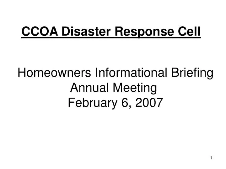 ccoa disaster response cell