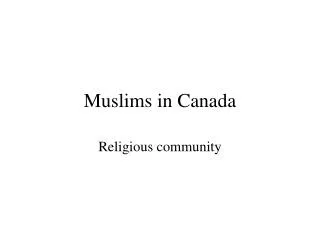 Muslims in Canada