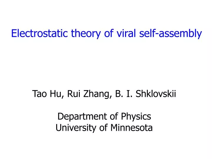 electrostatic theory of viral self assembly
