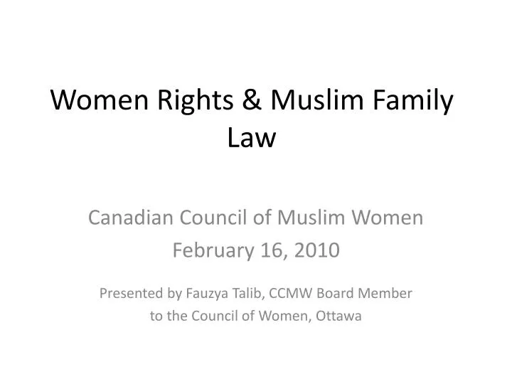 women rights muslim family law
