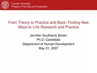 From Theory to Practice and Back: Finding New Ways to Link Research and Practice