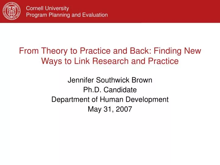 from theory to practice and back finding new ways to link research and practice