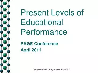 Present Levels of Educational Performance