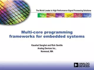 Multi-core programming frameworks for embedded systems