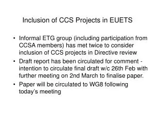 Inclusion of CCS Projects in EUETS