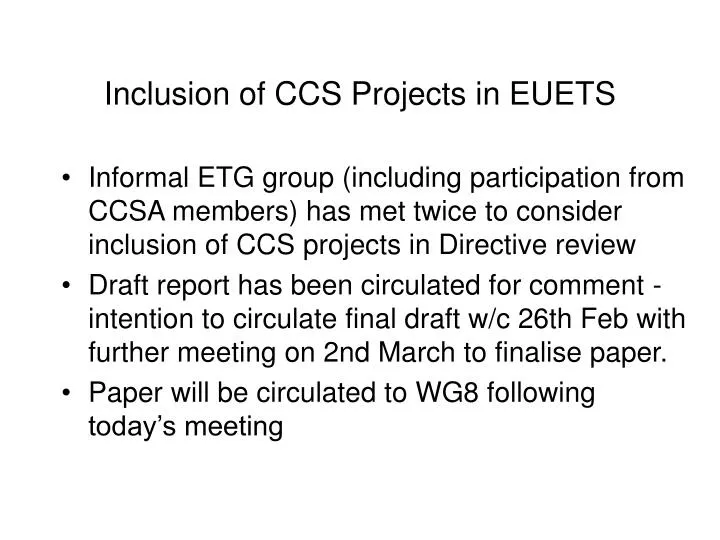 inclusion of ccs projects in euets