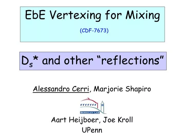 ebe vertexing for mixing cdf 7673 d s and other reflections