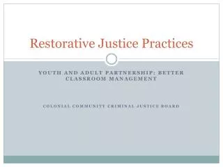 Restorative Justice Practices