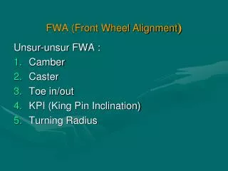 fwa front wheel alignment