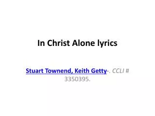 In Christ Alone lyrics