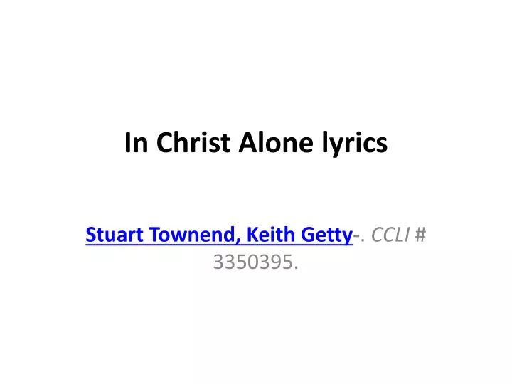 in christ alone lyrics