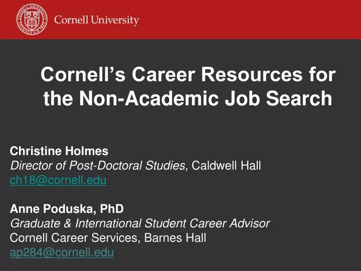 cornell s career resources for the non academic job search