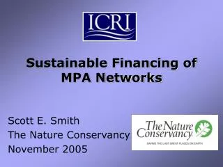 Sustainable Financing of MPA Networks