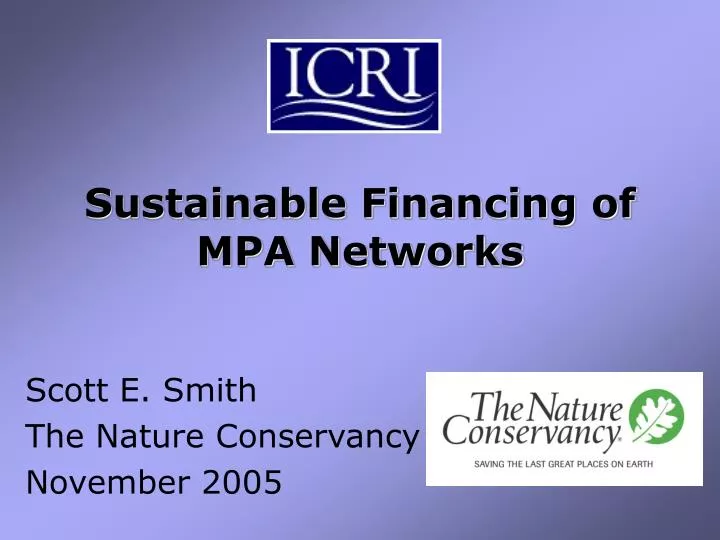 sustainable financing of mpa networks