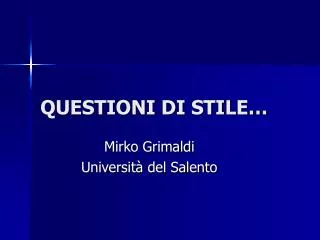 questioni di stile
