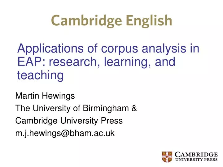 applications of corpus analysis in eap research learning and teaching