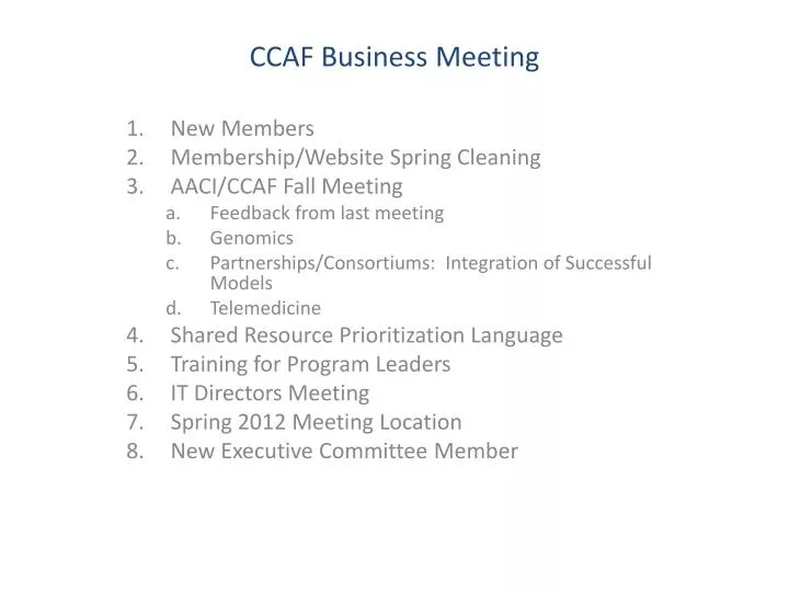 ccaf business meeting