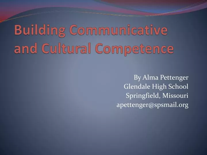 building communicative and cultural competence