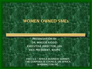 WOMEN OWNED SMEs