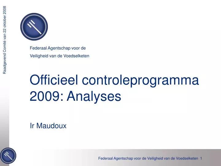 officieel controleprogramma 2009 analyses