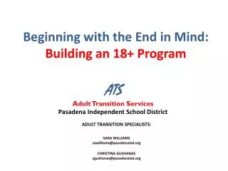 Beginning with the End in Mind: Building an 18+ Program