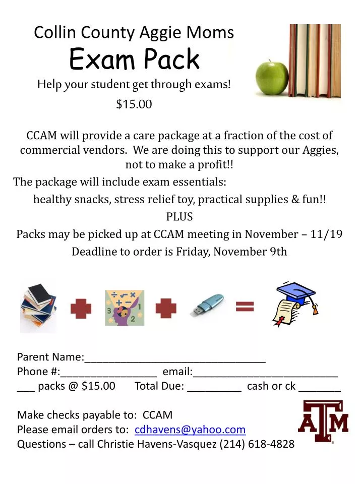 collin county aggie moms exam pack help your student get through exams 15 00