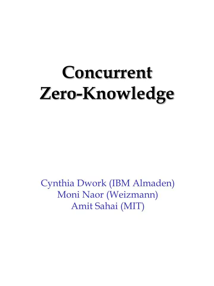 concurrent zero knowledge