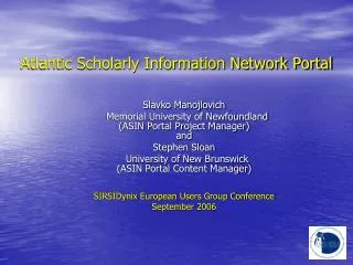 Atlantic Scholarly Information Network Portal