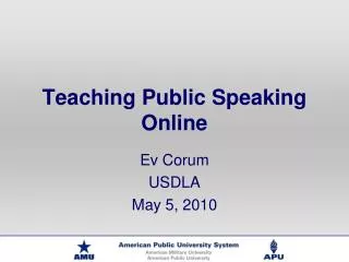 Teaching Public Speaking Online