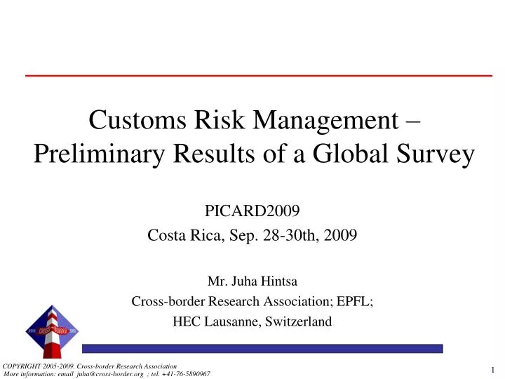 customs risk management preliminary results of a global survey