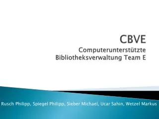 cbve computerunterst tzte bibliotheksverwaltung team e