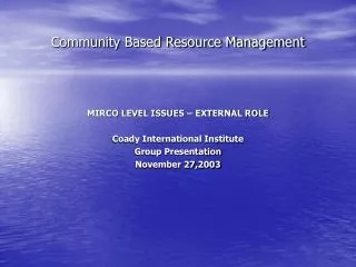 Community Based Resource Management